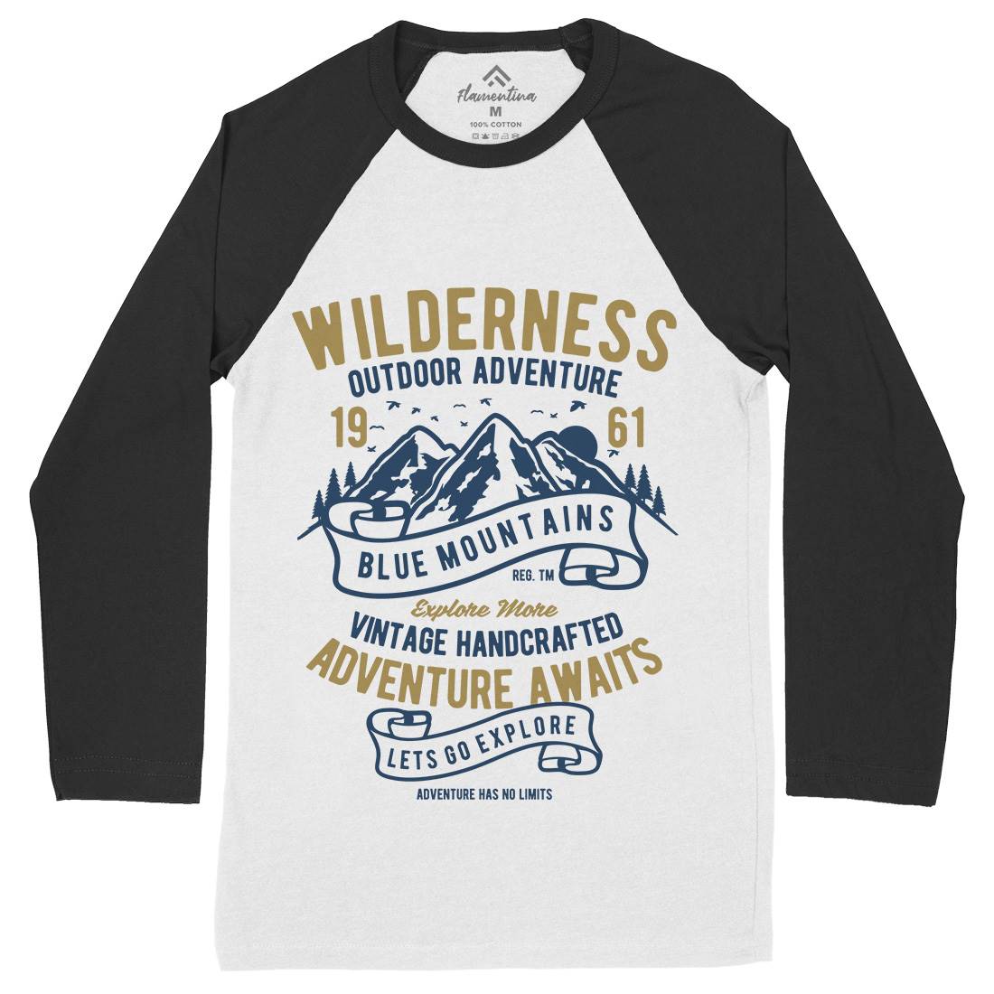 Wilderness Mens Long Sleeve Baseball T-Shirt Nature B475