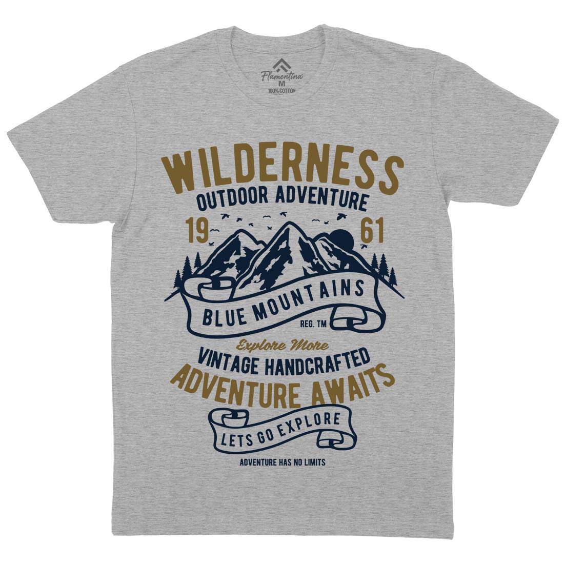 Wilderness Mens Organic Crew Neck T-Shirt Nature B475