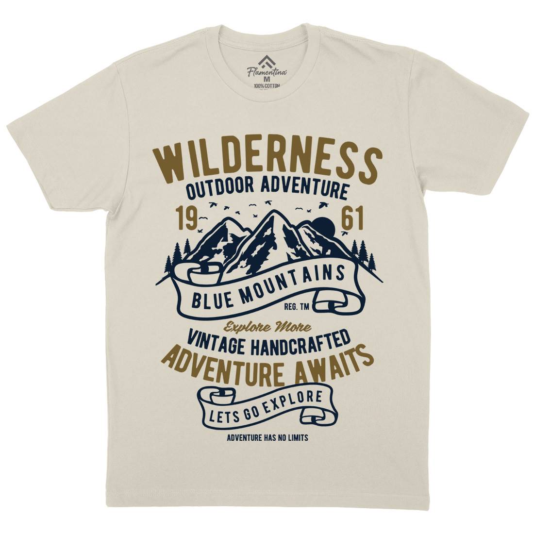 Wilderness Mens Organic Crew Neck T-Shirt Nature B475