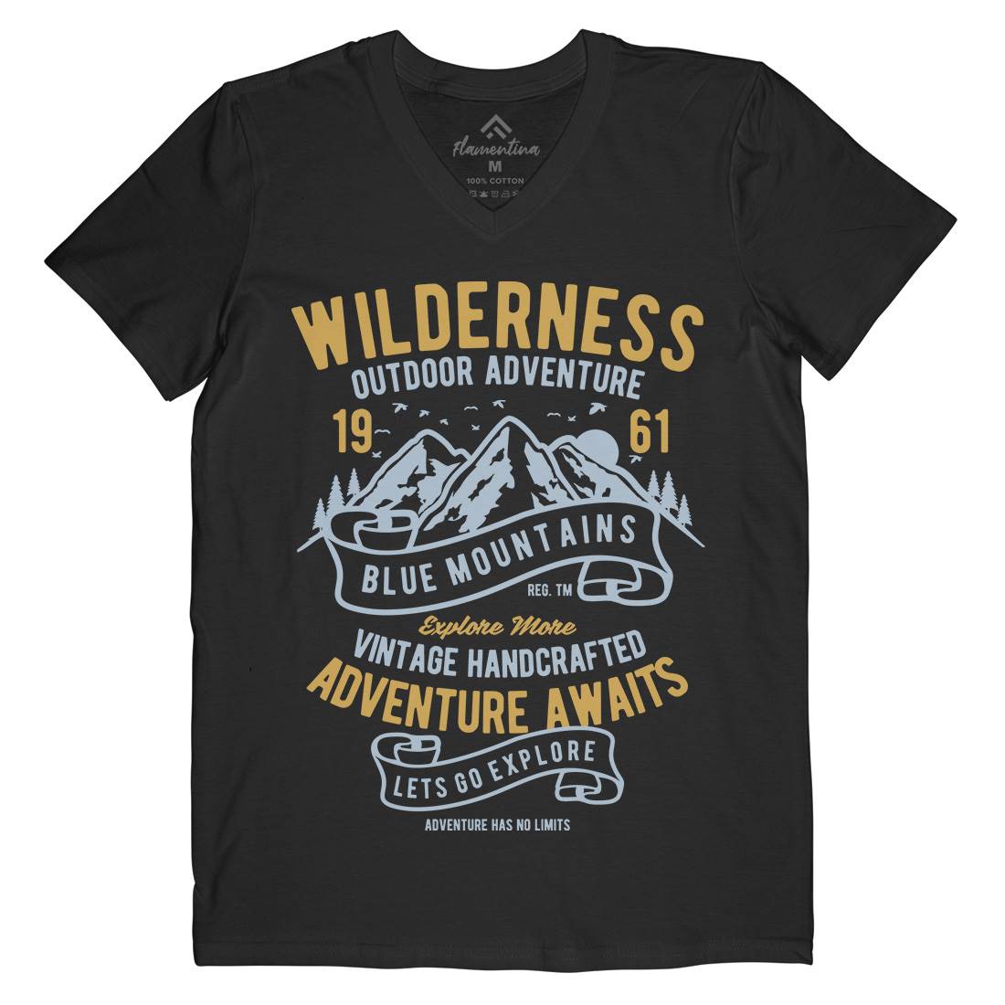 Wilderness Mens V-Neck T-Shirt Nature B475