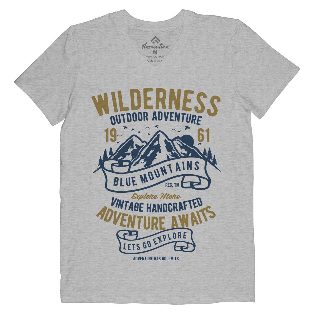 Wilderness Mens V-Neck T-Shirt Nature B475