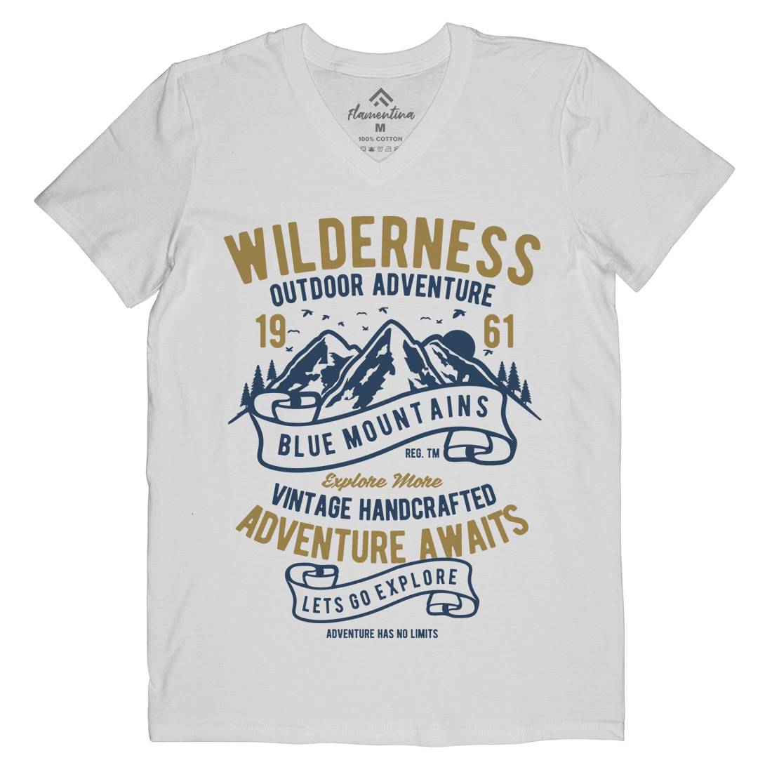 Wilderness Mens V-Neck T-Shirt Nature B475