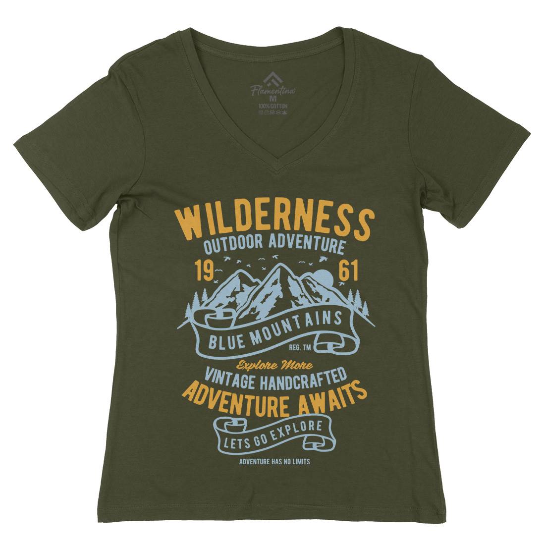 Wilderness Womens Organic V-Neck T-Shirt Nature B475