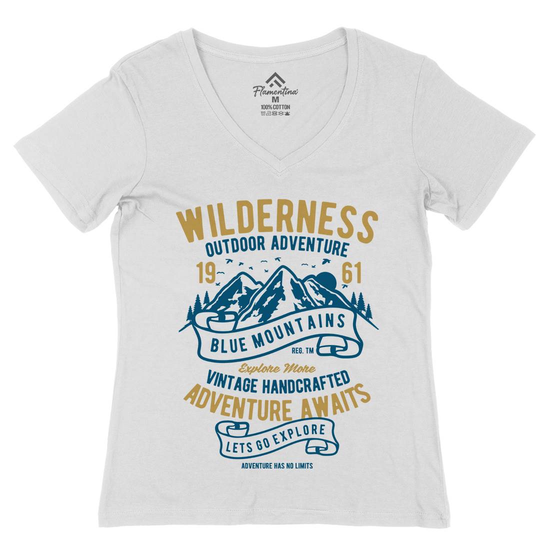 Wilderness Womens Organic V-Neck T-Shirt Nature B475
