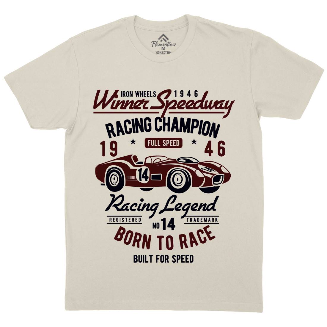 Winner Speedway Mens Organic Crew Neck T-Shirt Cars B476