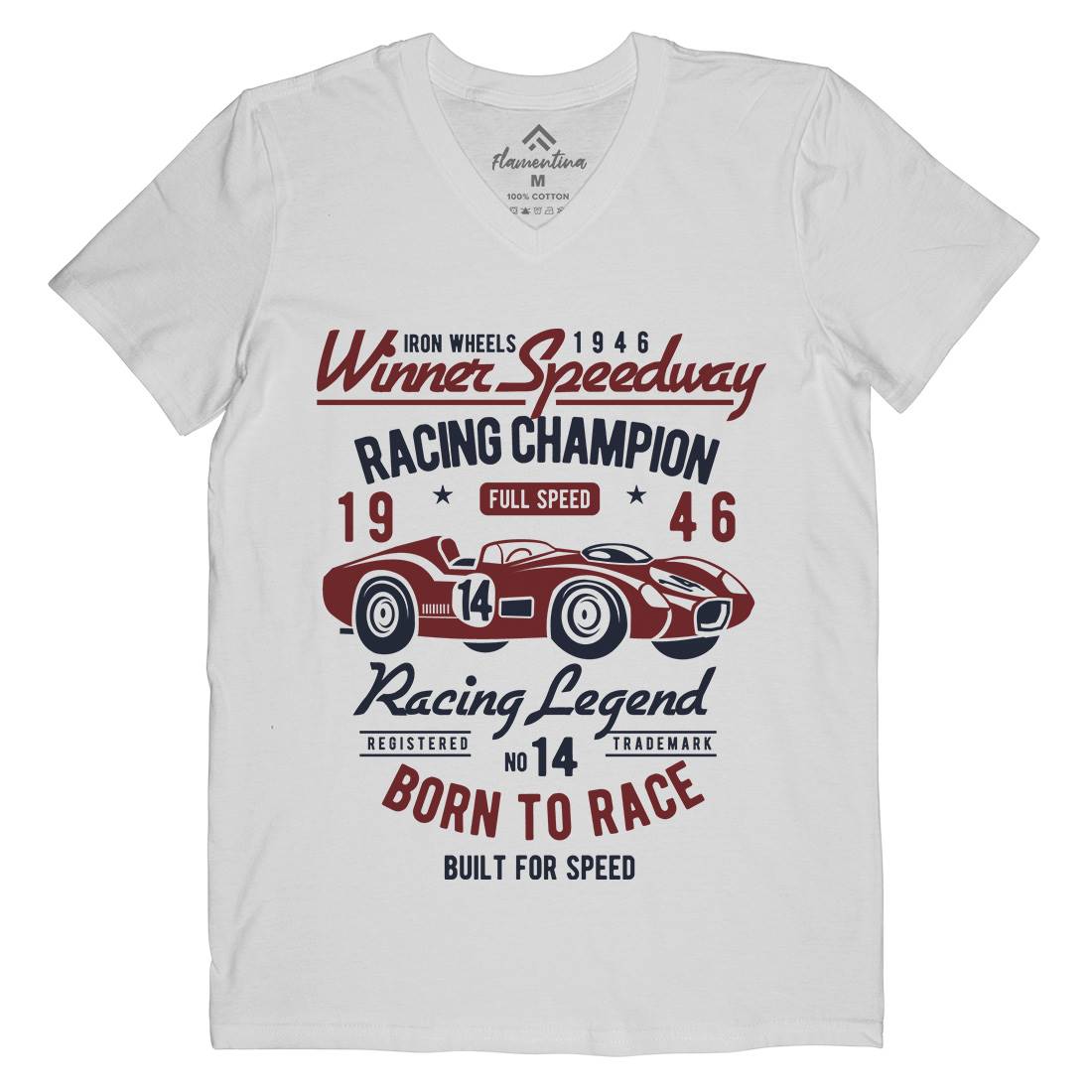 Winner Speedway Mens V-Neck T-Shirt Cars B476