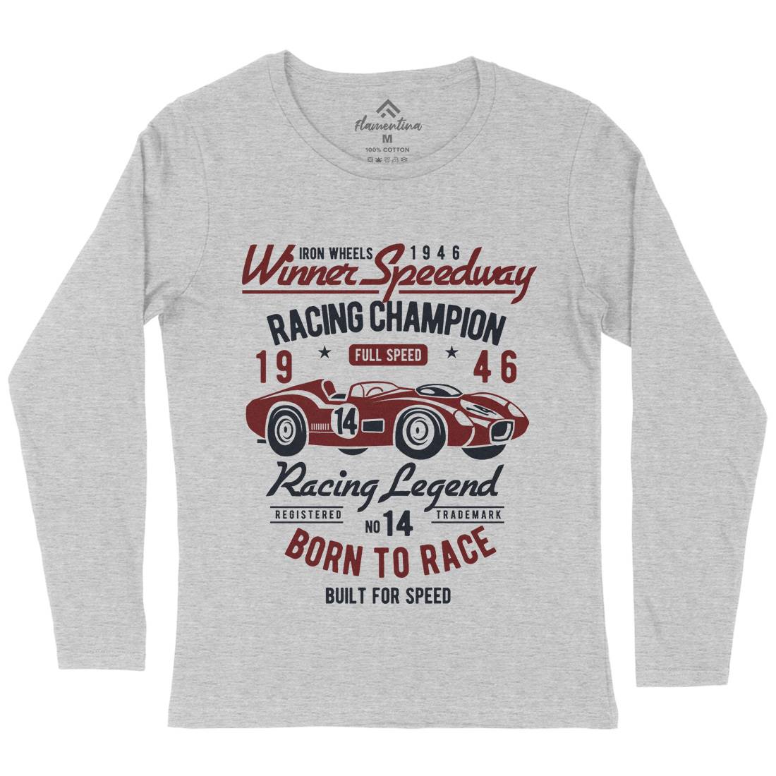 Winner Speedway Womens Long Sleeve T-Shirt Cars B476