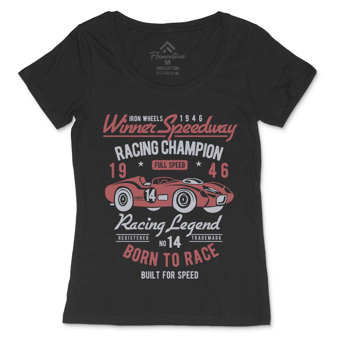 Winner Speedway Womens Scoop Neck T-Shirt Cars B476