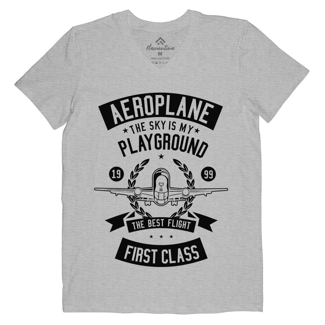 Aeroplane Mens Organic V-Neck T-Shirt Vehicles B478