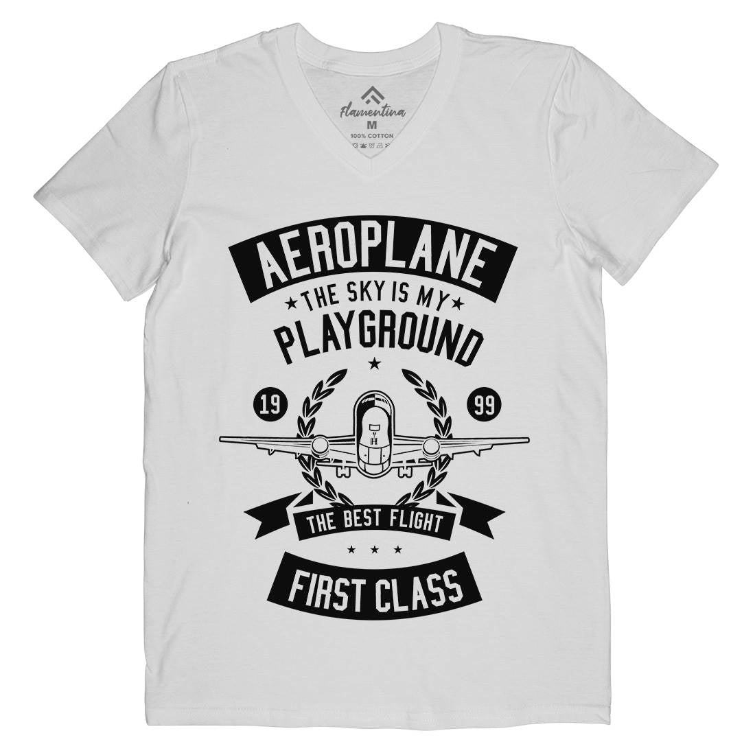 Aeroplane Mens Organic V-Neck T-Shirt Vehicles B478