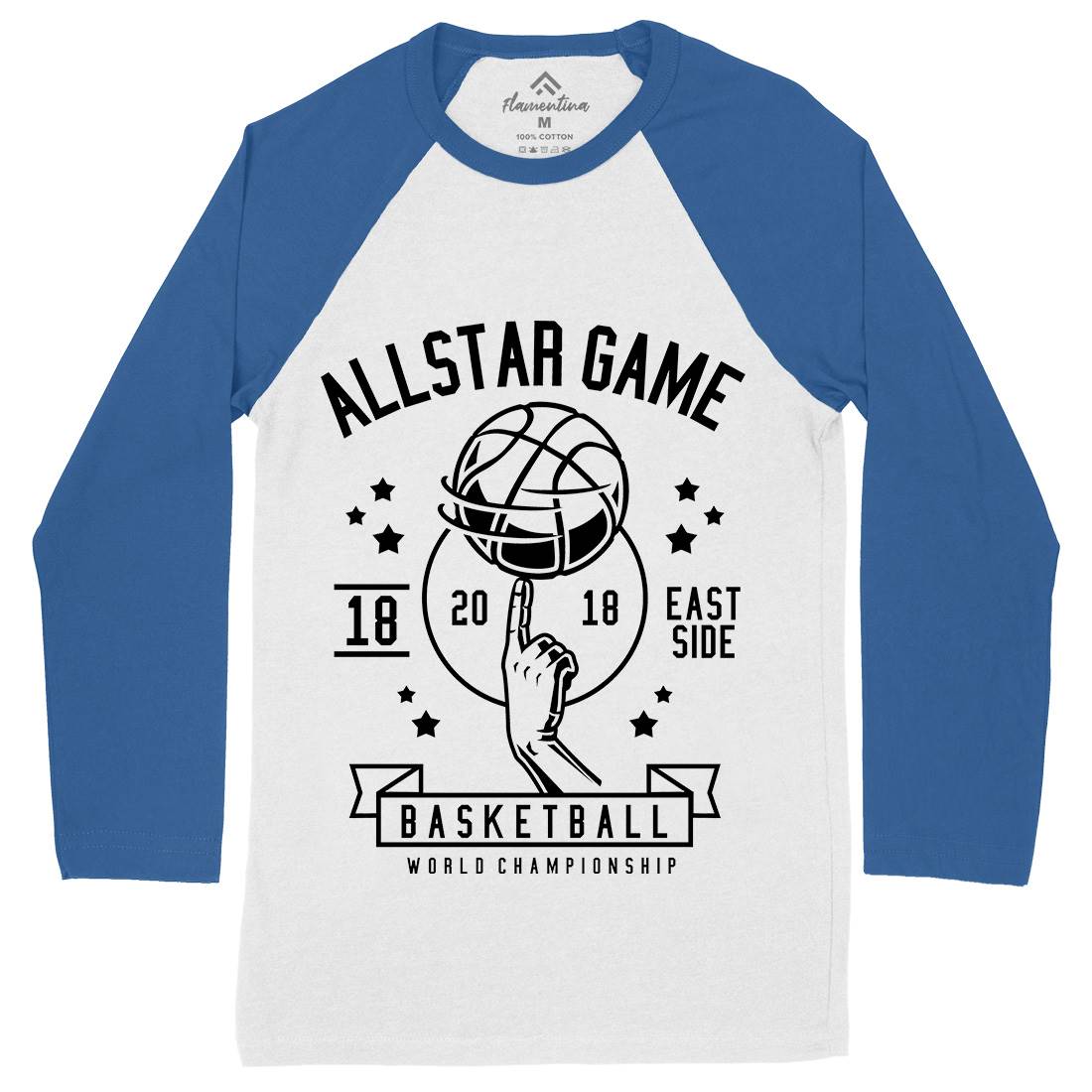All Star Basketball Mens Long Sleeve Baseball T-Shirt Sport B479