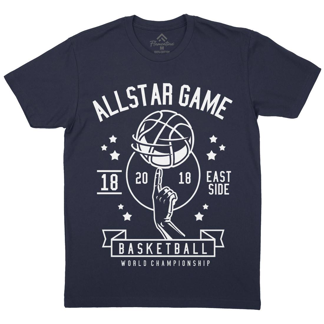 All Star Basketball Mens Organic Crew Neck T-Shirt Sport B479