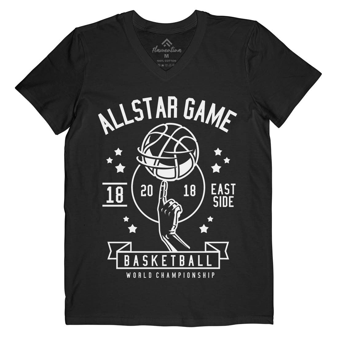 All Star Basketball Mens Organic V-Neck T-Shirt Sport B479