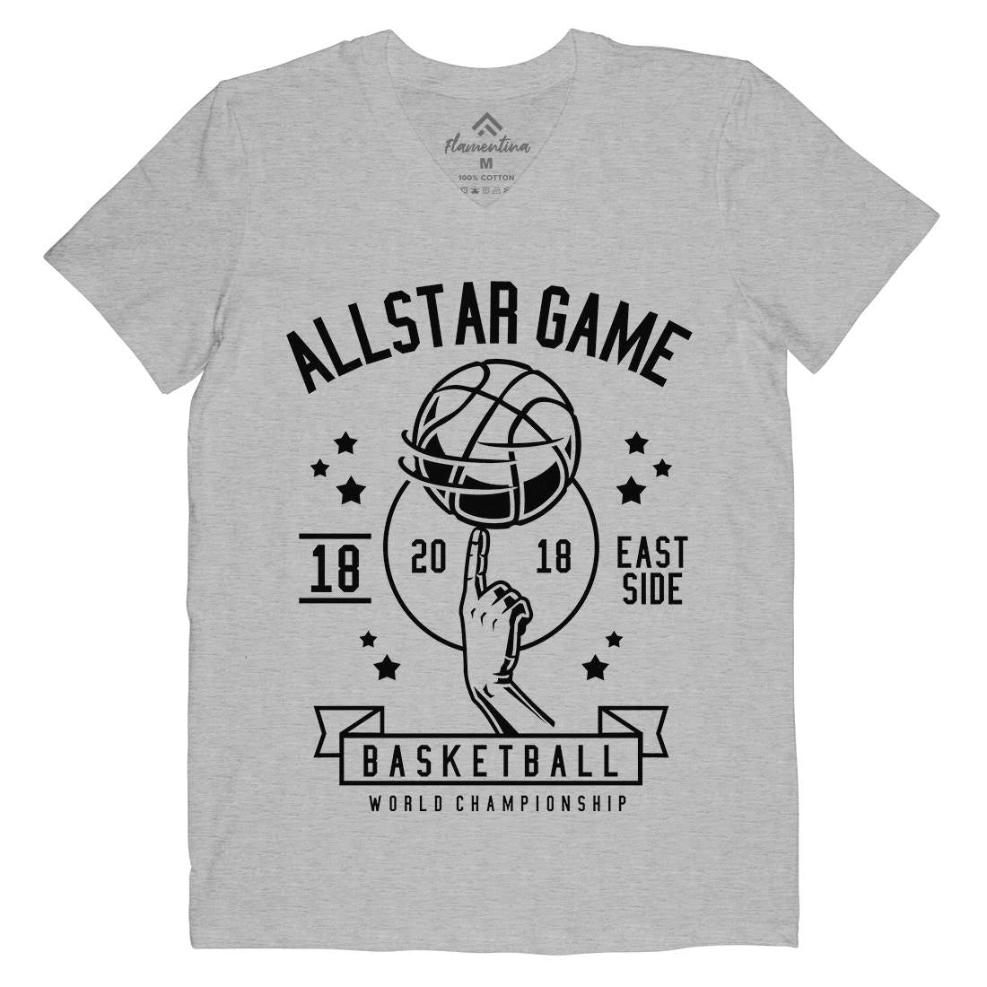 All Star Basketball Mens V-Neck T-Shirt Sport B479