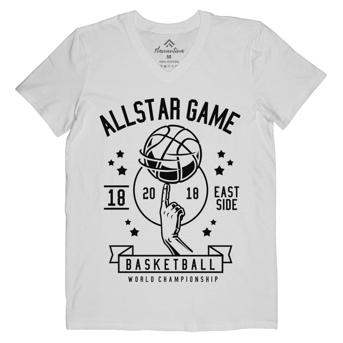 All Star Basketball Mens Organic V-Neck T-Shirt Sport B479