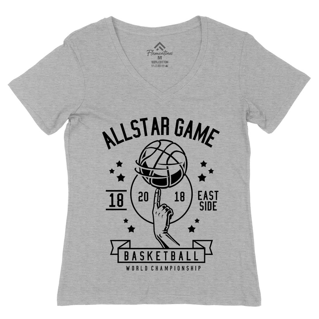 All Star Basketball Womens Organic V-Neck T-Shirt Sport B479