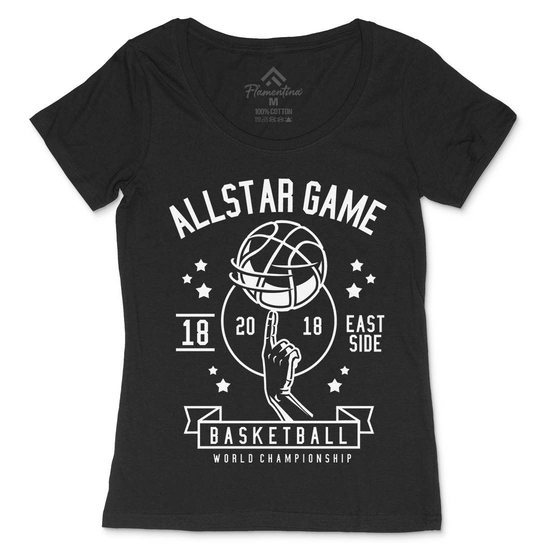 All Star Basketball Womens Scoop Neck T-Shirt Sport B479