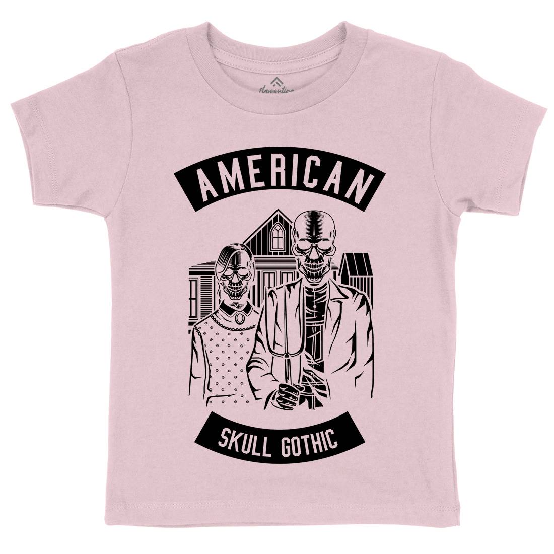 American Skull Gothic Kids Organic Crew Neck T-Shirt Horror B480