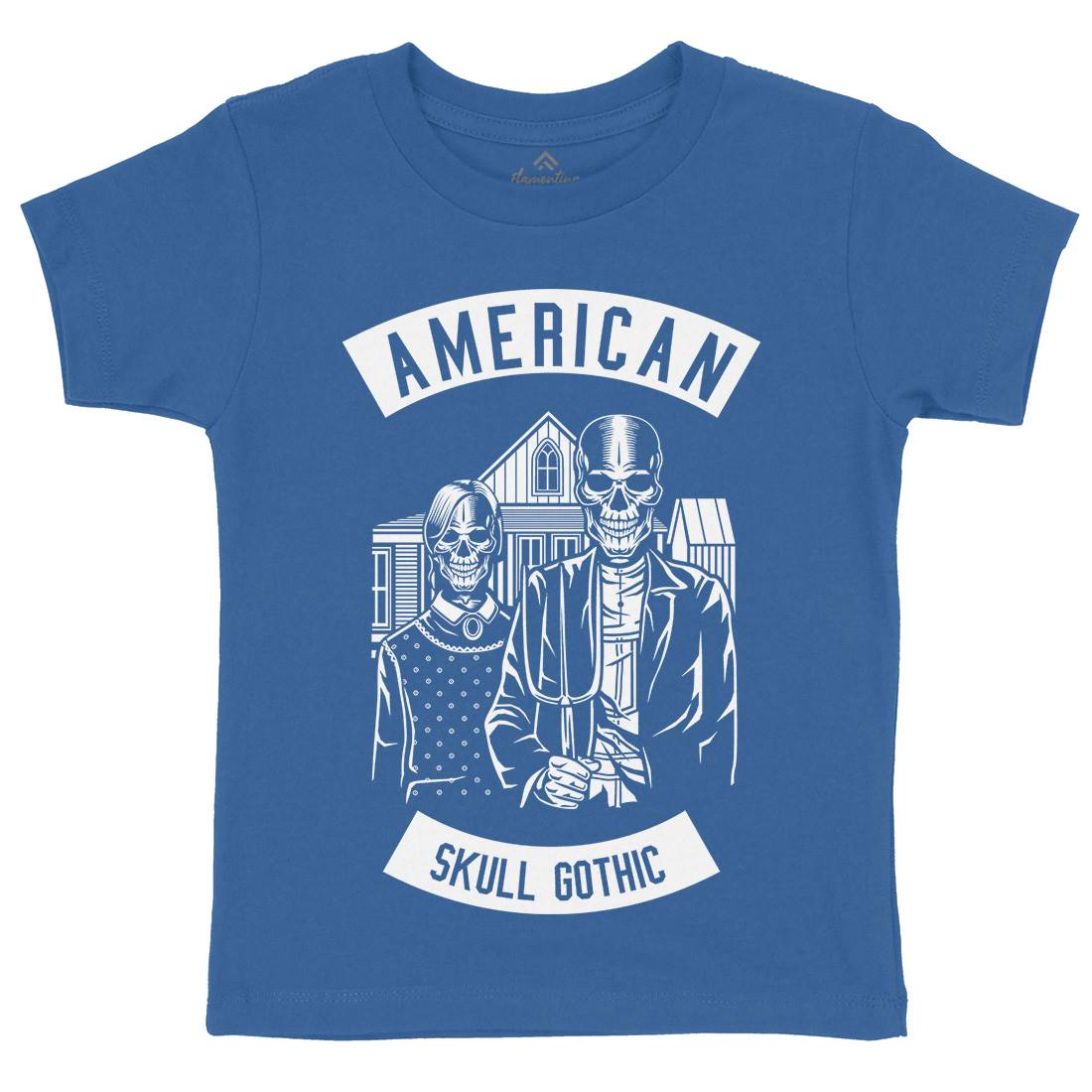 American Skull Gothic Kids Organic Crew Neck T-Shirt Horror B480