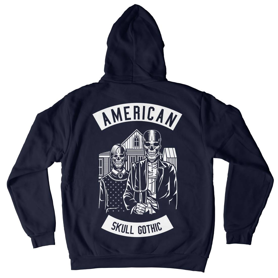 American Skull Gothic Mens Hoodie With Pocket Horror B480