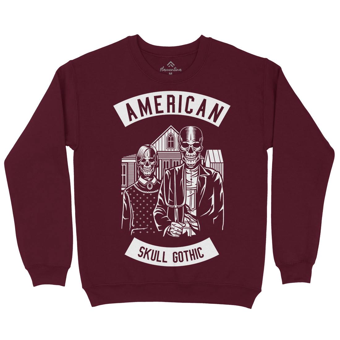American Skull Gothic Mens Crew Neck Sweatshirt Horror B480