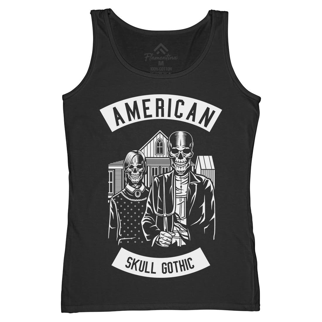 American Skull Gothic Womens Organic Tank Top Vest Horror B480