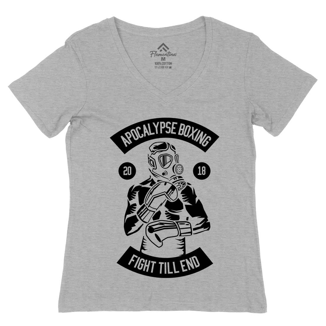 Apocalypse Boxing Womens Organic V-Neck T-Shirt Sport B481