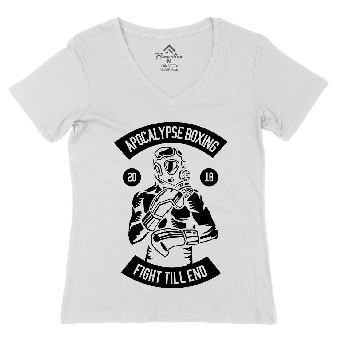 Apocalypse Boxing Womens Organic V-Neck T-Shirt Sport B481