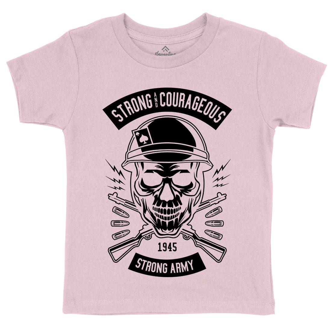 Army Skull Kids Organic Crew Neck T-Shirt Army B482