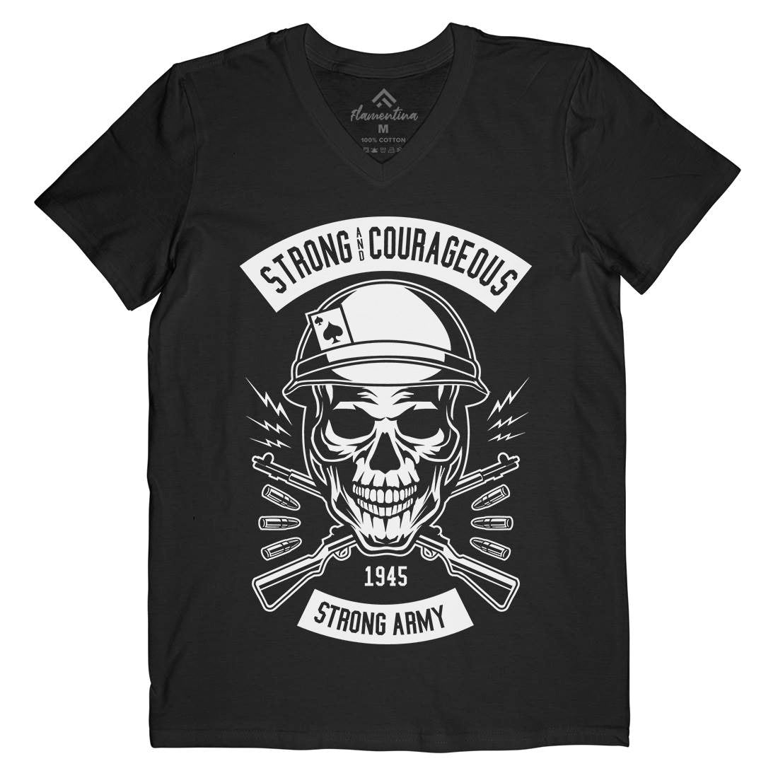 Army Skull Mens Organic V-Neck T-Shirt Army B482
