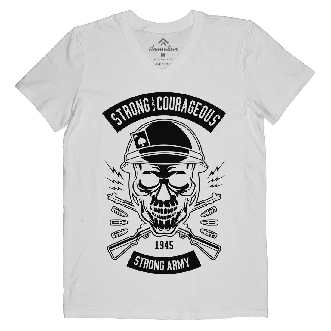 Army Skull Mens V-Neck T-Shirt Army B482