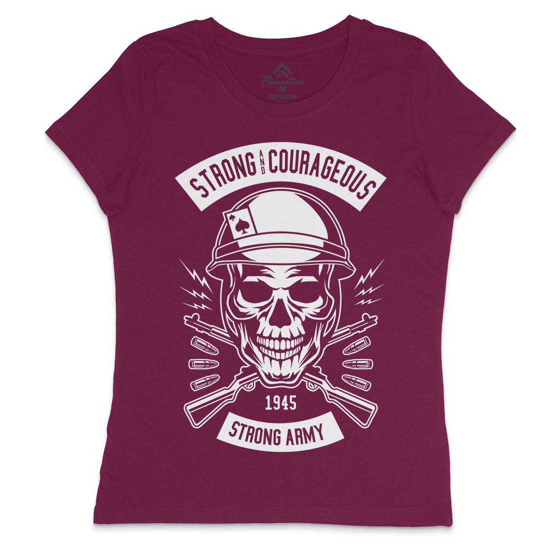 Army Skull Womens Crew Neck T-Shirt Army B482