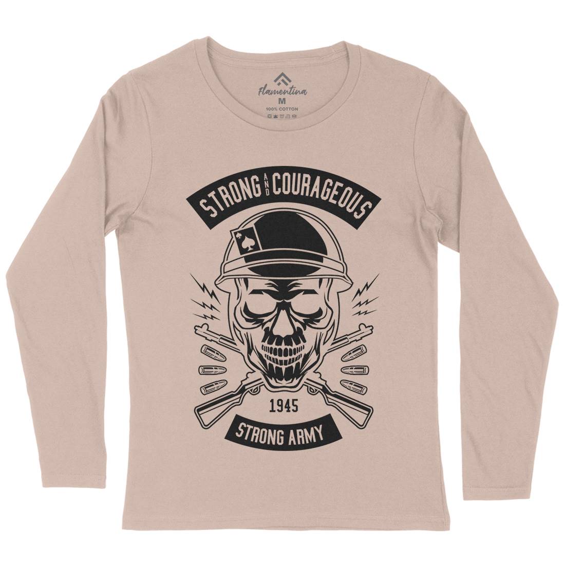 Army Skull Womens Long Sleeve T-Shirt Army B482