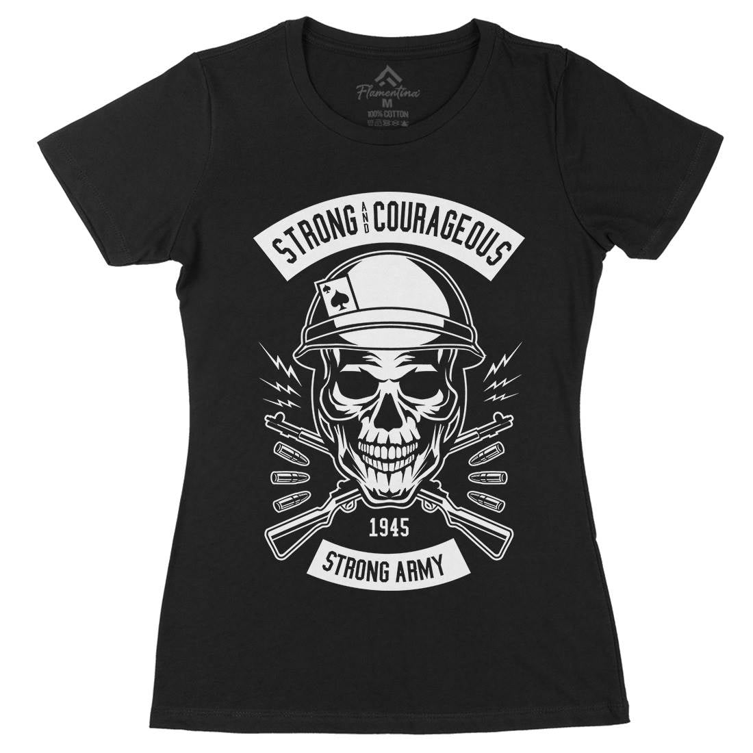 Army Skull Womens Organic Crew Neck T-Shirt Army B482
