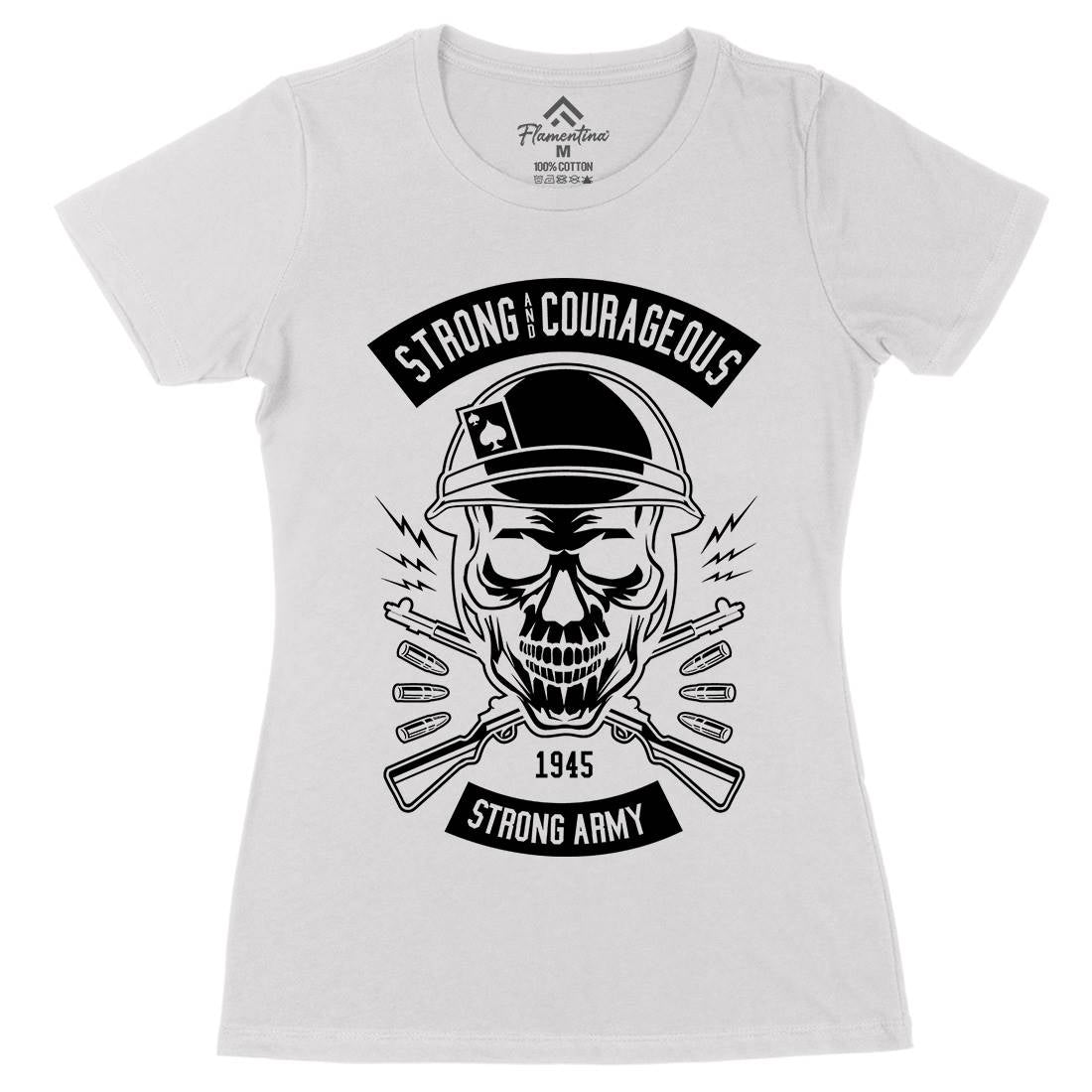 Army Skull Womens Organic Crew Neck T-Shirt Army B482