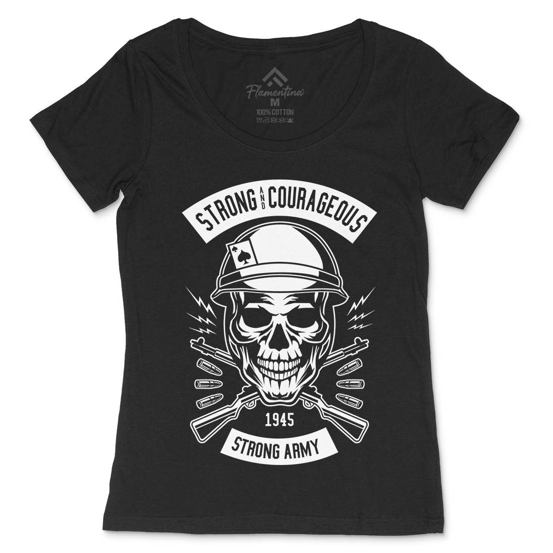 Army Skull Womens Scoop Neck T-Shirt Army B482