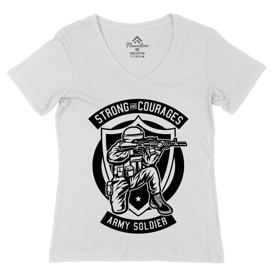 Army Soldier Womens Organic V-Neck T-Shirt Army B483