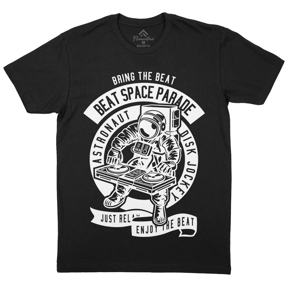 Astronaut Disk Jockey Mens Organic Crew Neck T-Shirt Space B484