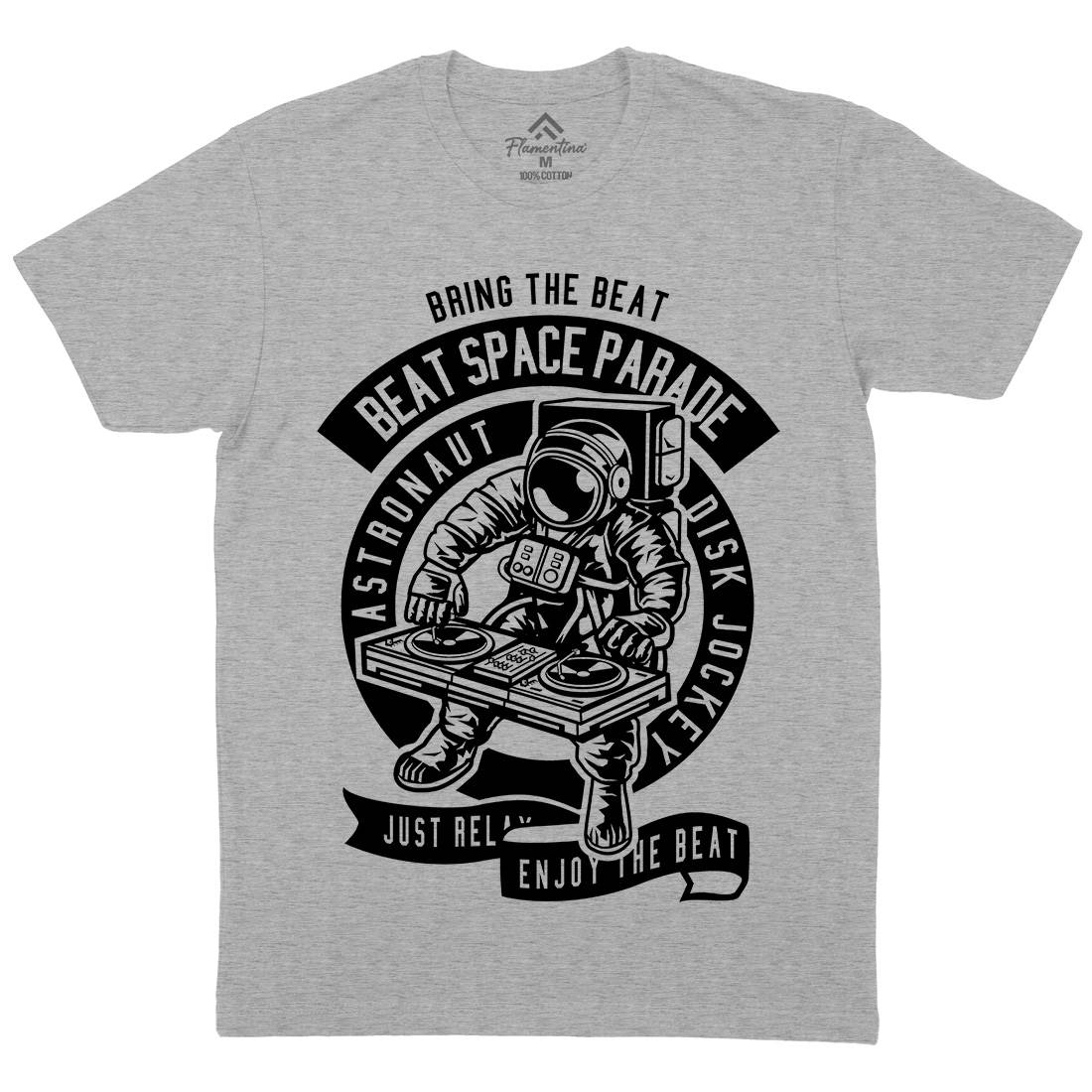 Astronaut Disk Jockey Mens Organic Crew Neck T-Shirt Space B484