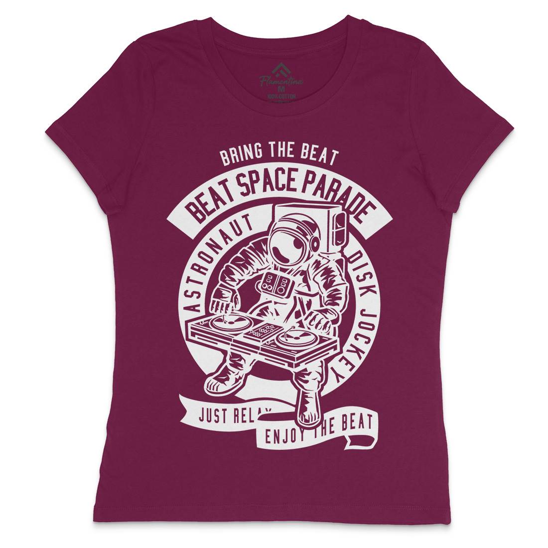 Astronaut Disk Jockey Womens Crew Neck T-Shirt Space B484
