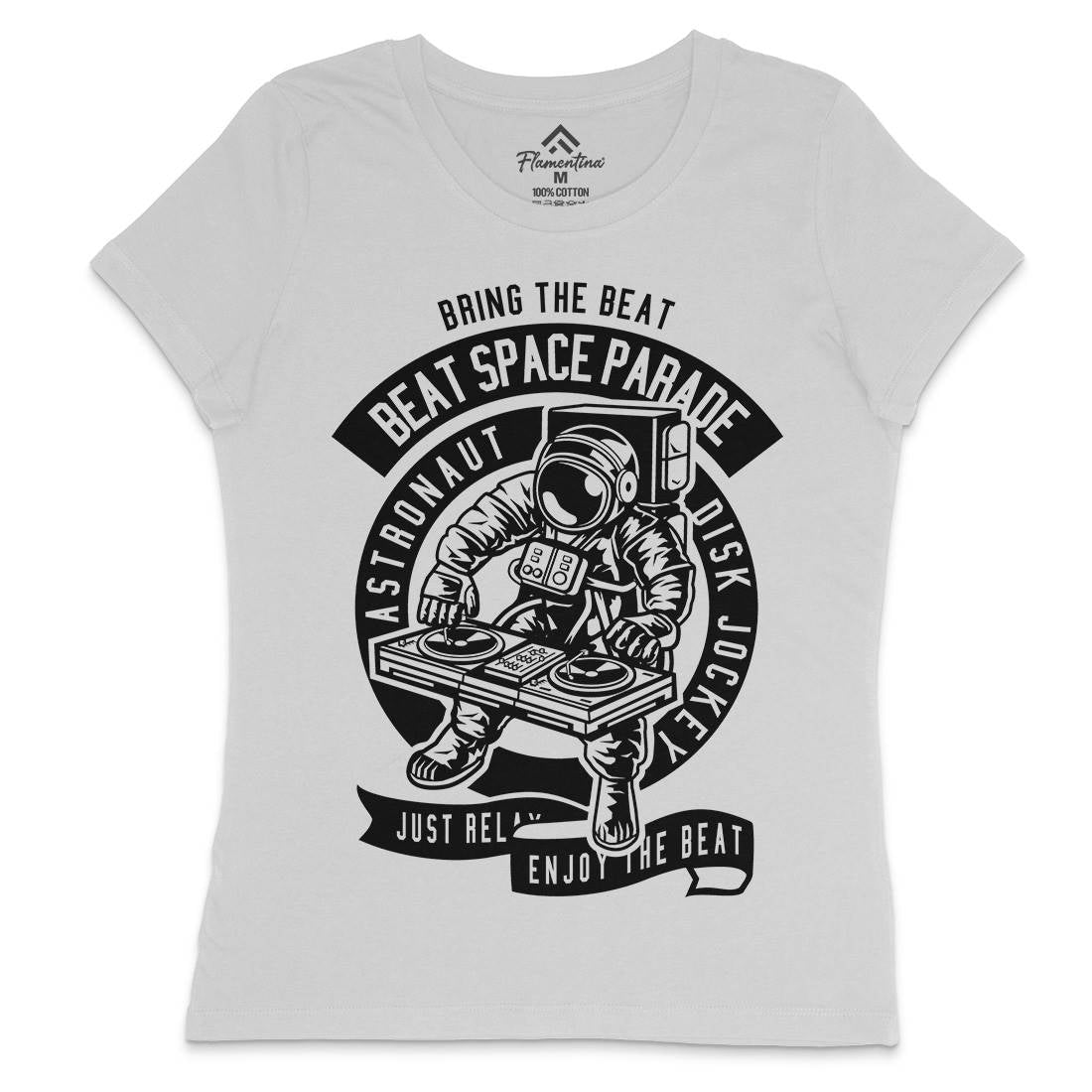 Astronaut Disk Jockey Womens Crew Neck T-Shirt Space B484