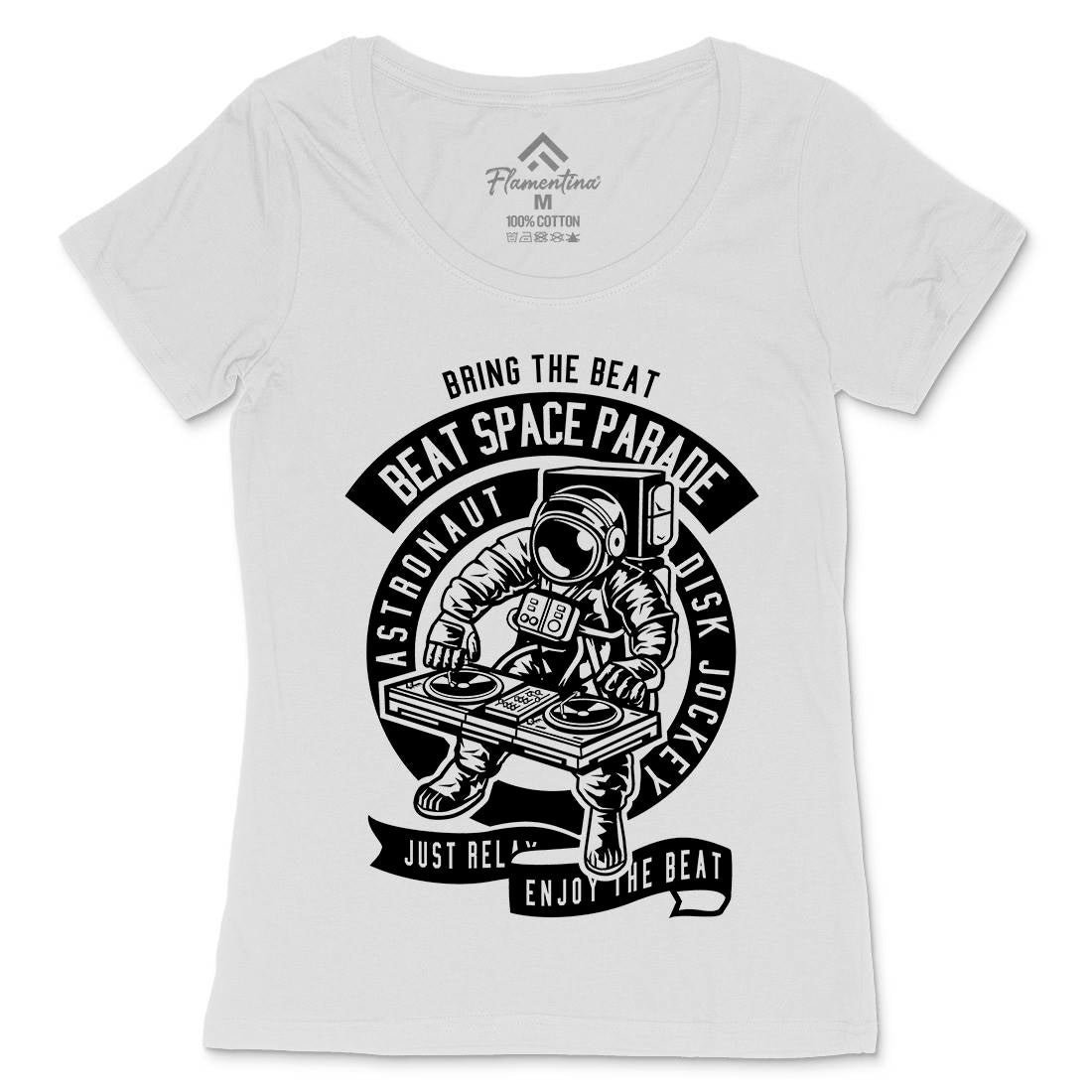Astronaut Disk Jockey Womens Scoop Neck T-Shirt Space B484