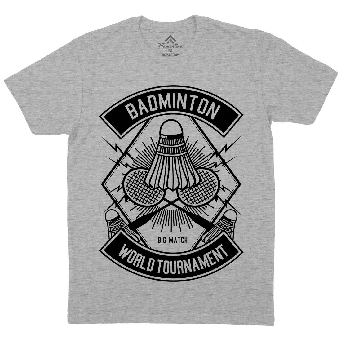 Badminton Mens Organic Crew Neck T-Shirt Sport B485
