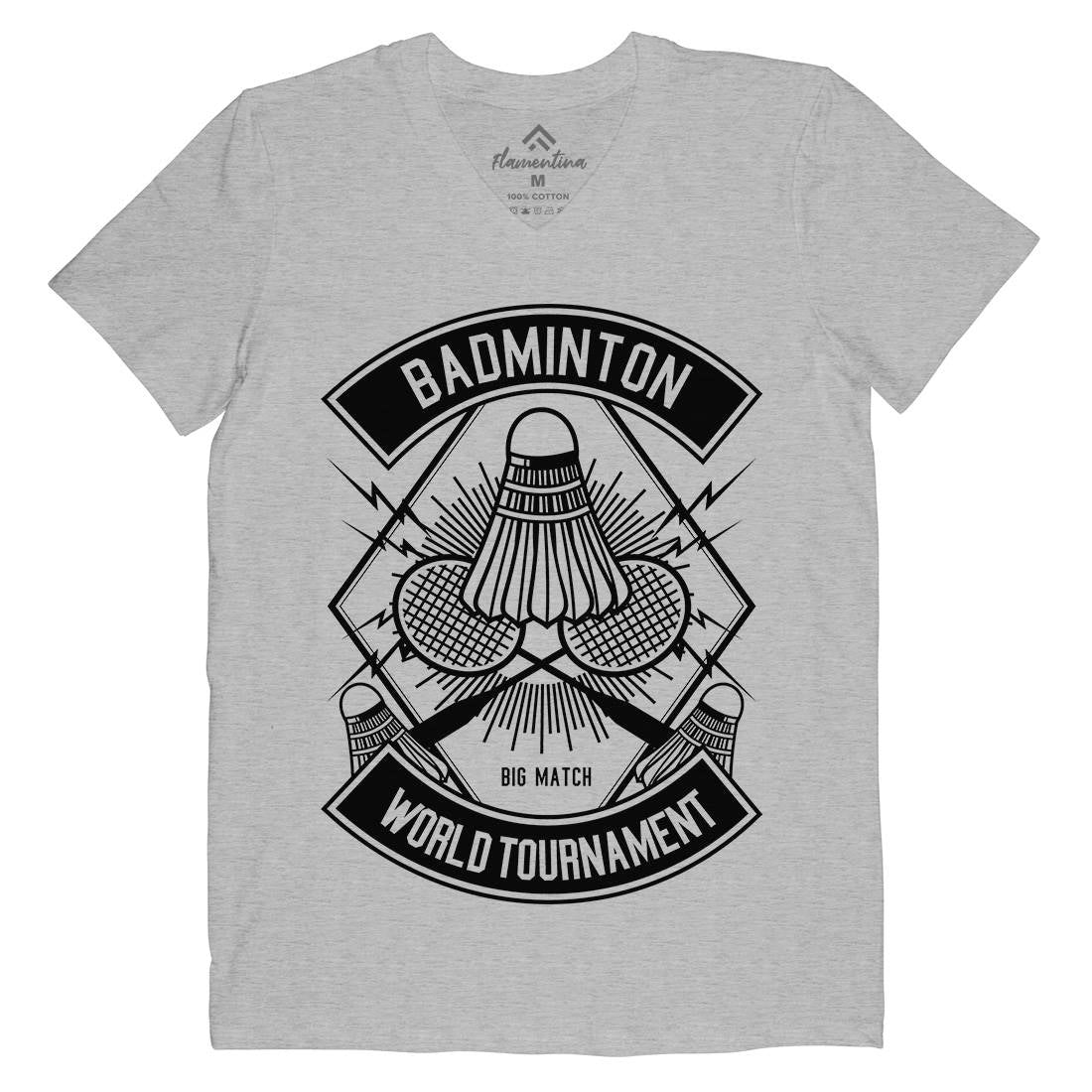 Badminton Mens Organic V-Neck T-Shirt Sport B485