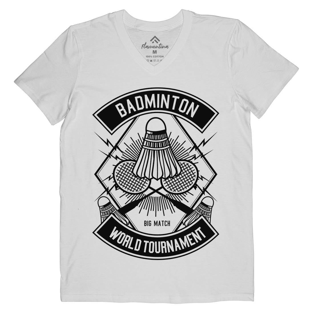 Badminton Mens Organic V-Neck T-Shirt Sport B485