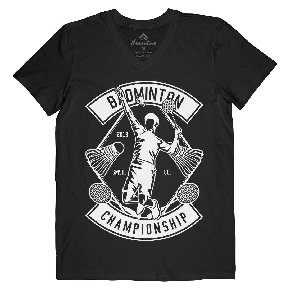 Badminton Championship Mens V-Neck T-Shirt Sport B486