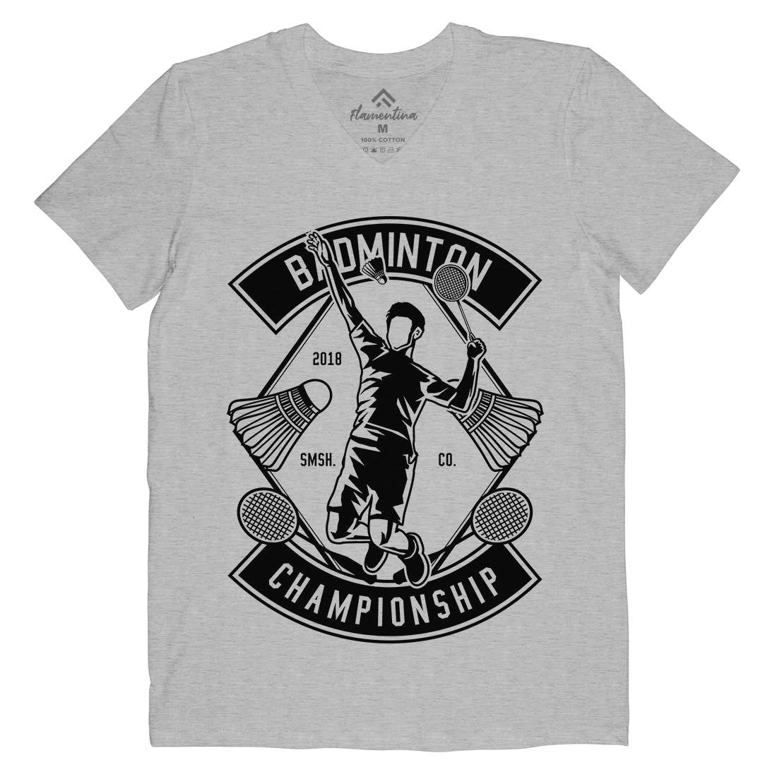 Badminton Championship Mens V-Neck T-Shirt Sport B486