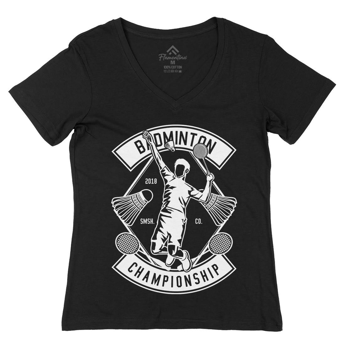 Badminton Championship Womens Organic V-Neck T-Shirt Sport B486