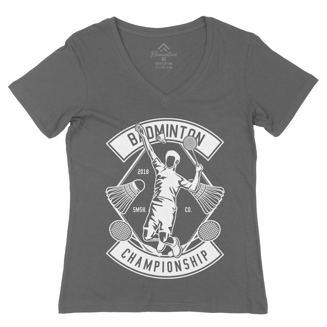 Badminton Championship Womens Organic V-Neck T-Shirt Sport B486