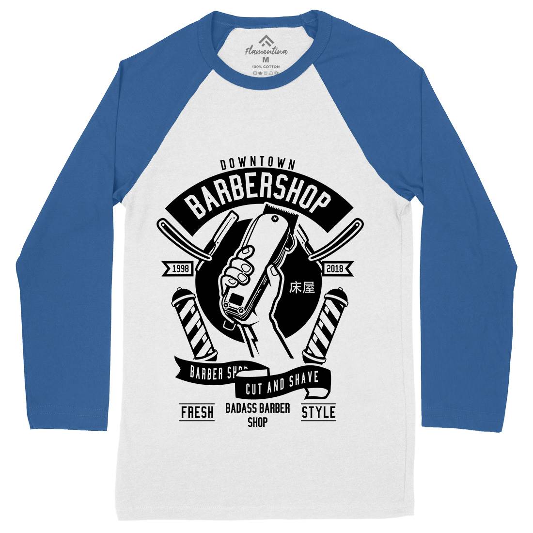 Revolution Mens Long Sleeve Baseball T-Shirt Barber B487